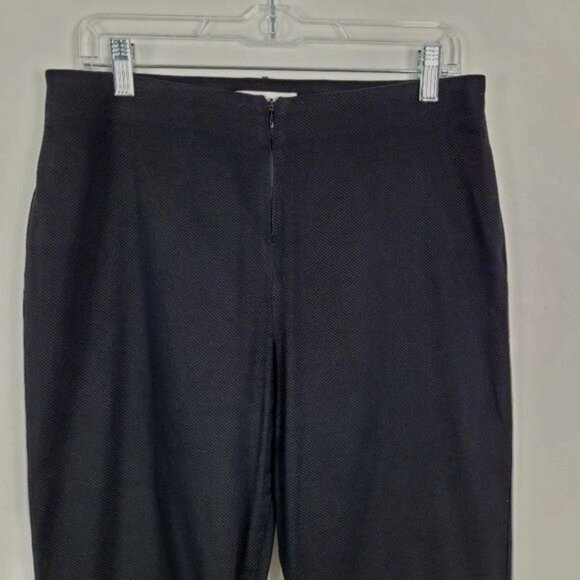 Soft Surroundings Black Textured Stretch Front Zip Straight Leg Tall Length Pant - Picture 3 of 5